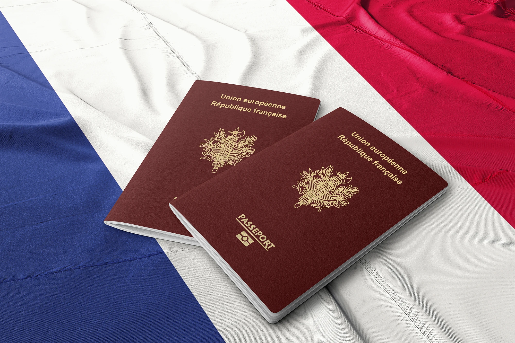 Photo de passeport sur un drapeau français